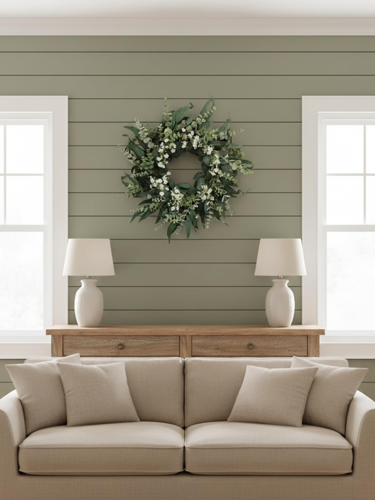 Qiexuxing farmhouse wreath suitable for indoor decor year-round