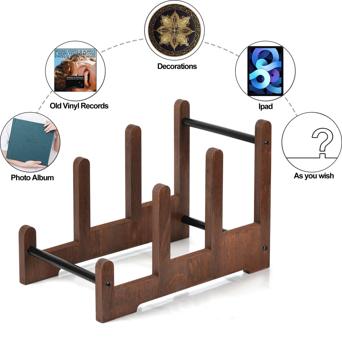 QILICHZ 60-LP capacity stand keeps records organized and accessible.