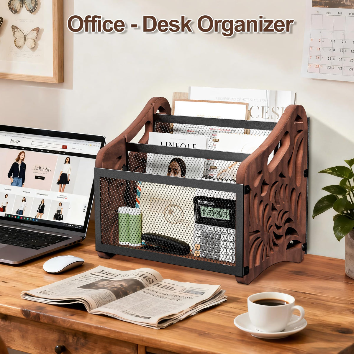 QILICHZ three-compartment rack keeps magazines, newspapers, and mails neatly sorted.