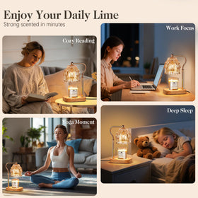 QiMH candle warmer lamp wooden base detail blends natural style with safety