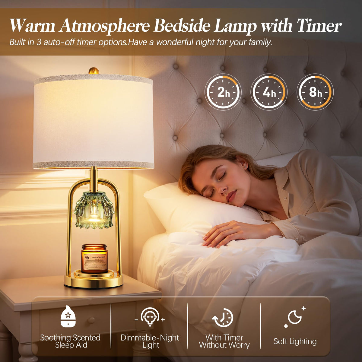 QiMH dual-function table lamp blends lighting with wax warming.