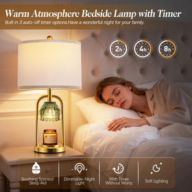 QiMH dual-function table lamp blends lighting with wax warming.