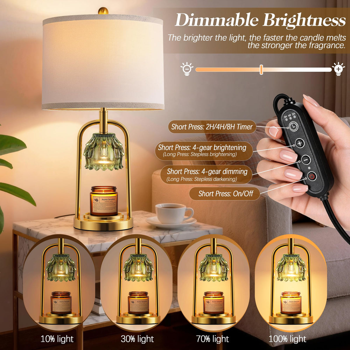 QiMH top lamp features white linen shade for soft reading light.