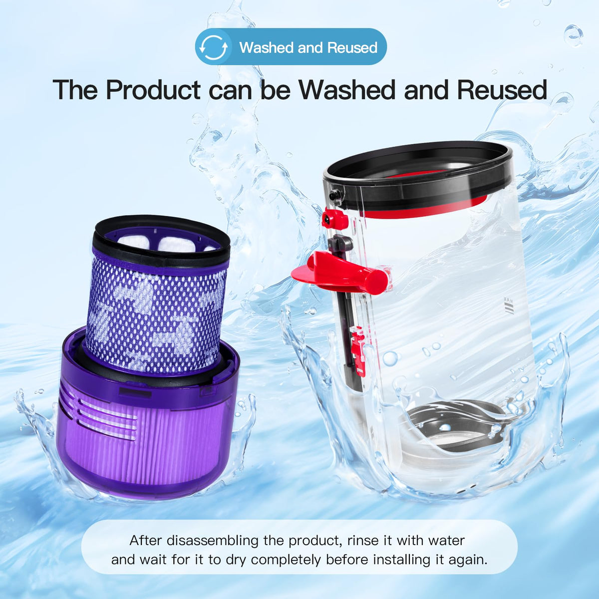 QINAN dust bin kit includes filter for Dyson vacuum maintenance.