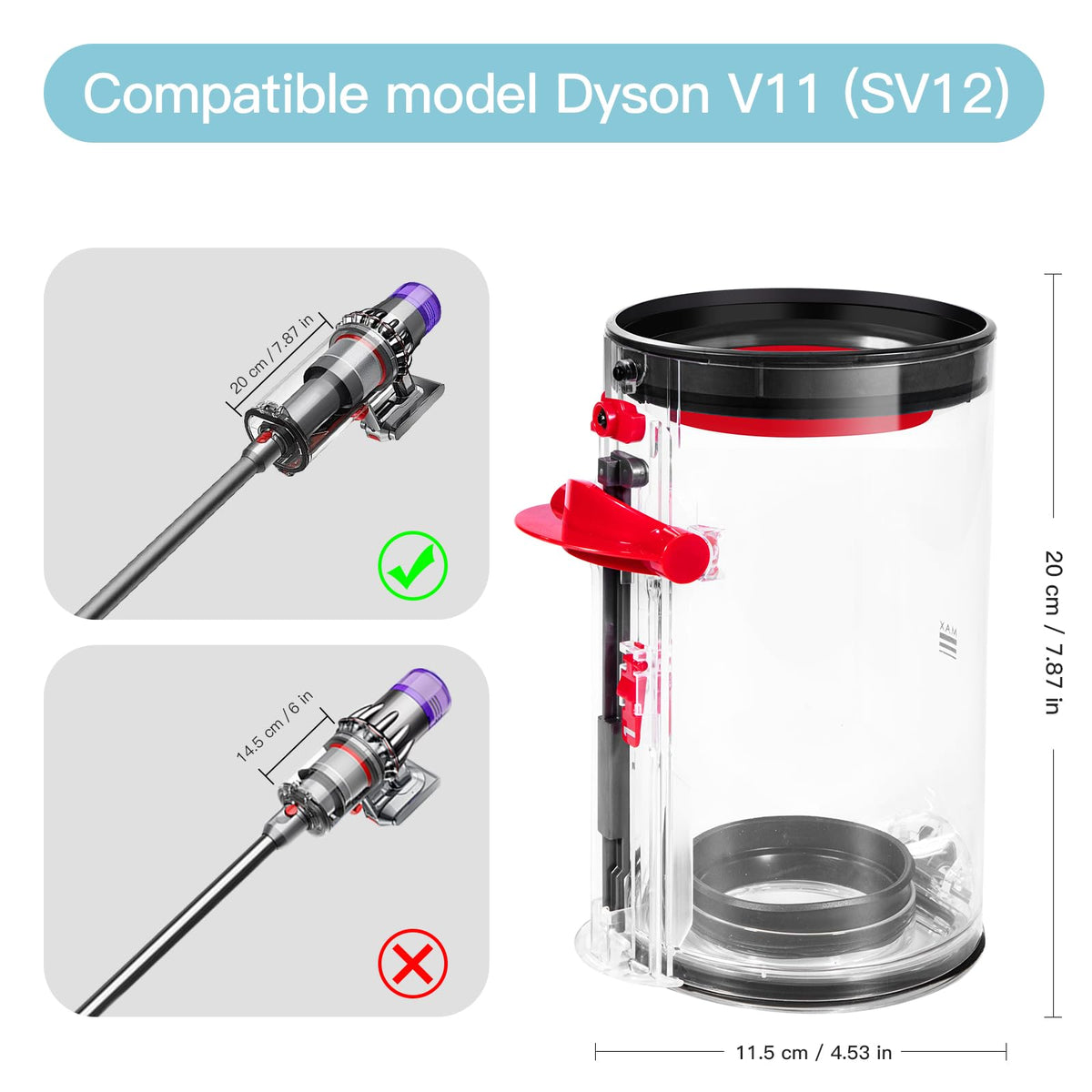 QINAN dust bin for Dyson SV14 offers improved sealing and longevity.
