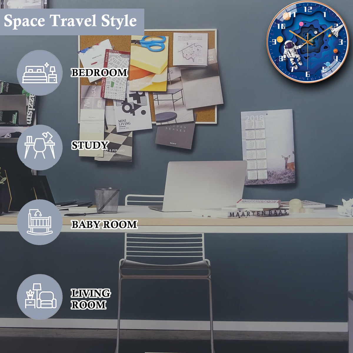 QINFIEY classroom decor clock fits science spaces.