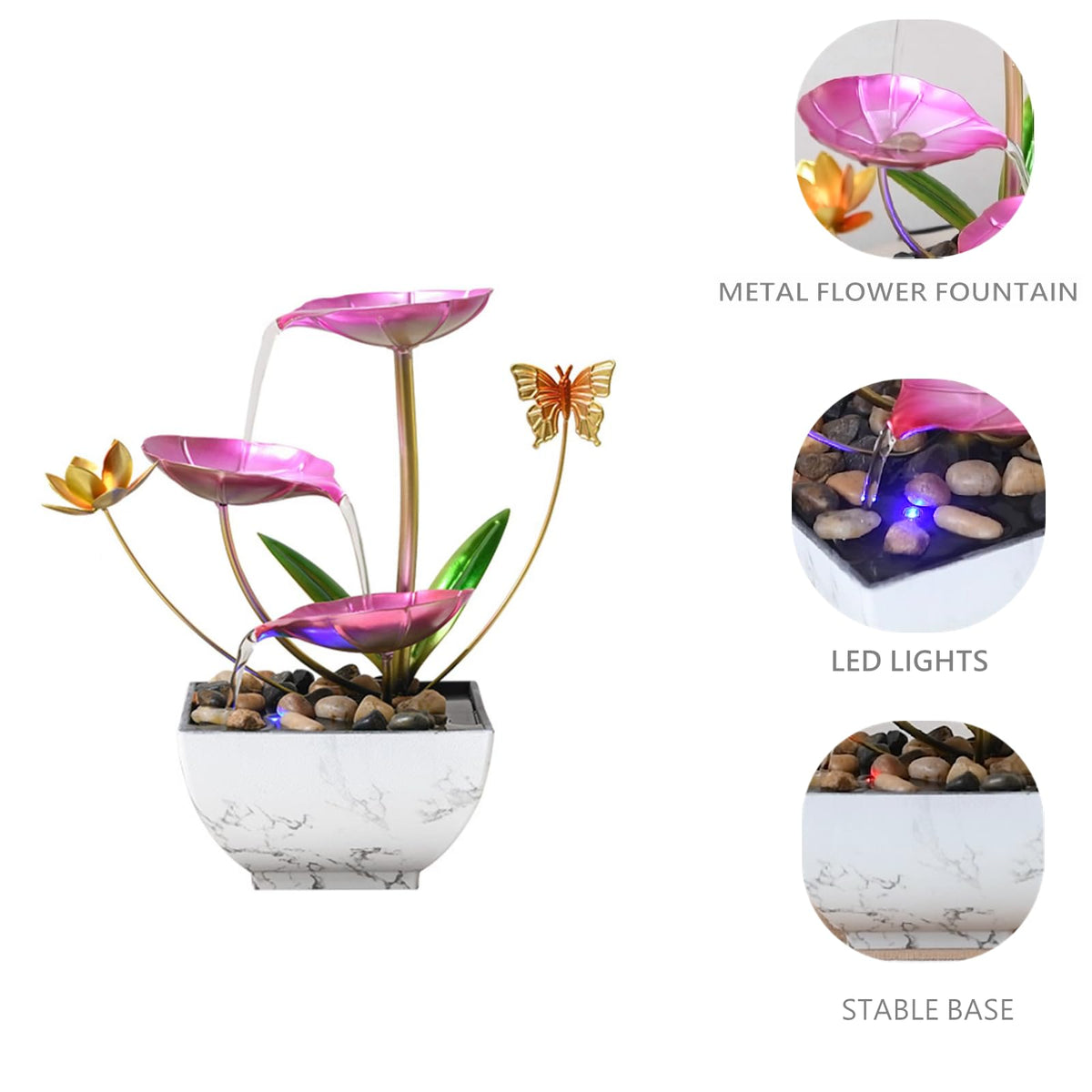 QINGYINGGE compact pink fountain fits small desks and shelves with style.