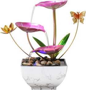 QINGYINGGE pink table fountain is a gift-ready decor piece for home offices.