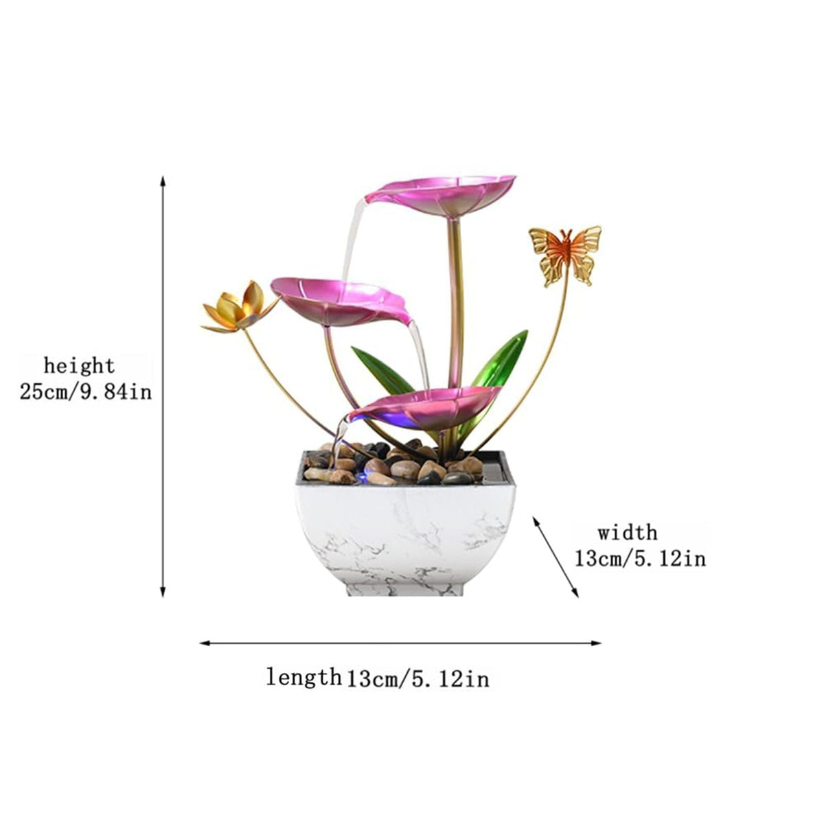 QINGYINGGE pink tabletop fountain shows flowing water for a soothing desk focal point.