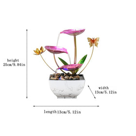 QINGYINGGE pink tabletop fountain shows flowing water for a soothing desk focal point.