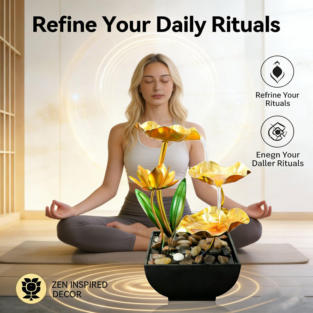 QINGYINGGE flowing water creates soothing desk ambience and focus.