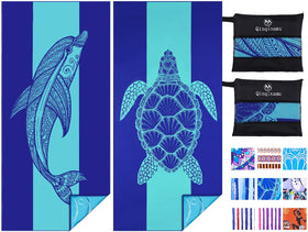 Qinqinamu 2-pack microfiber beach towels offer oversized coverage for quick drying after swim