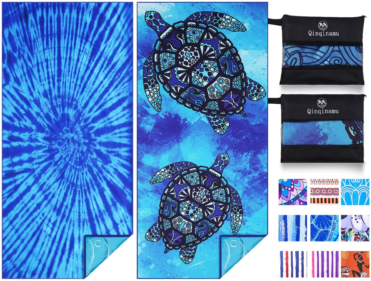 Qinqinamu beach towel 71x32 oversized for sunbathing and drying.