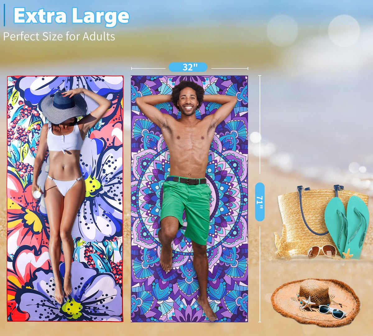 Qinqinamu two-sided print towel features vibrant colors with fade resistance