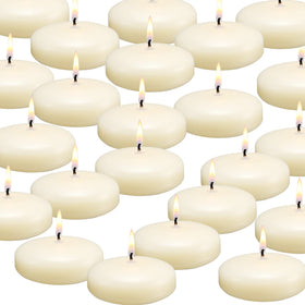 qinxiang 3-inch ivory unscented dripless floating candle in a vase for elegant centerpieces
