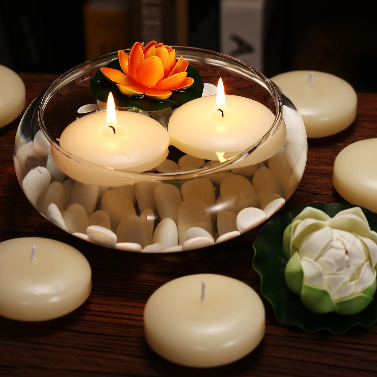 qinxiang candle in cylinder vase enhances decor with warm light