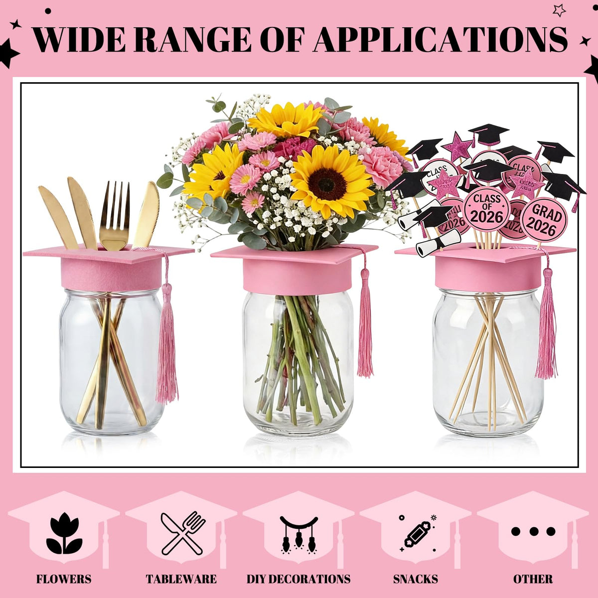 Qinyoung cap jars arranged as elegant graduation table accents