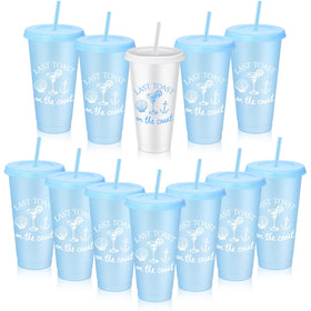 Qinyoung Last Toast on the Coast blue pattern cups for beach party celebrations