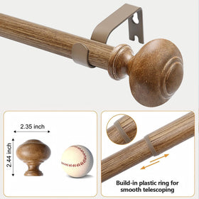 QITERI extendable wood curtain rod fits 32–84 inches for flexible mounting