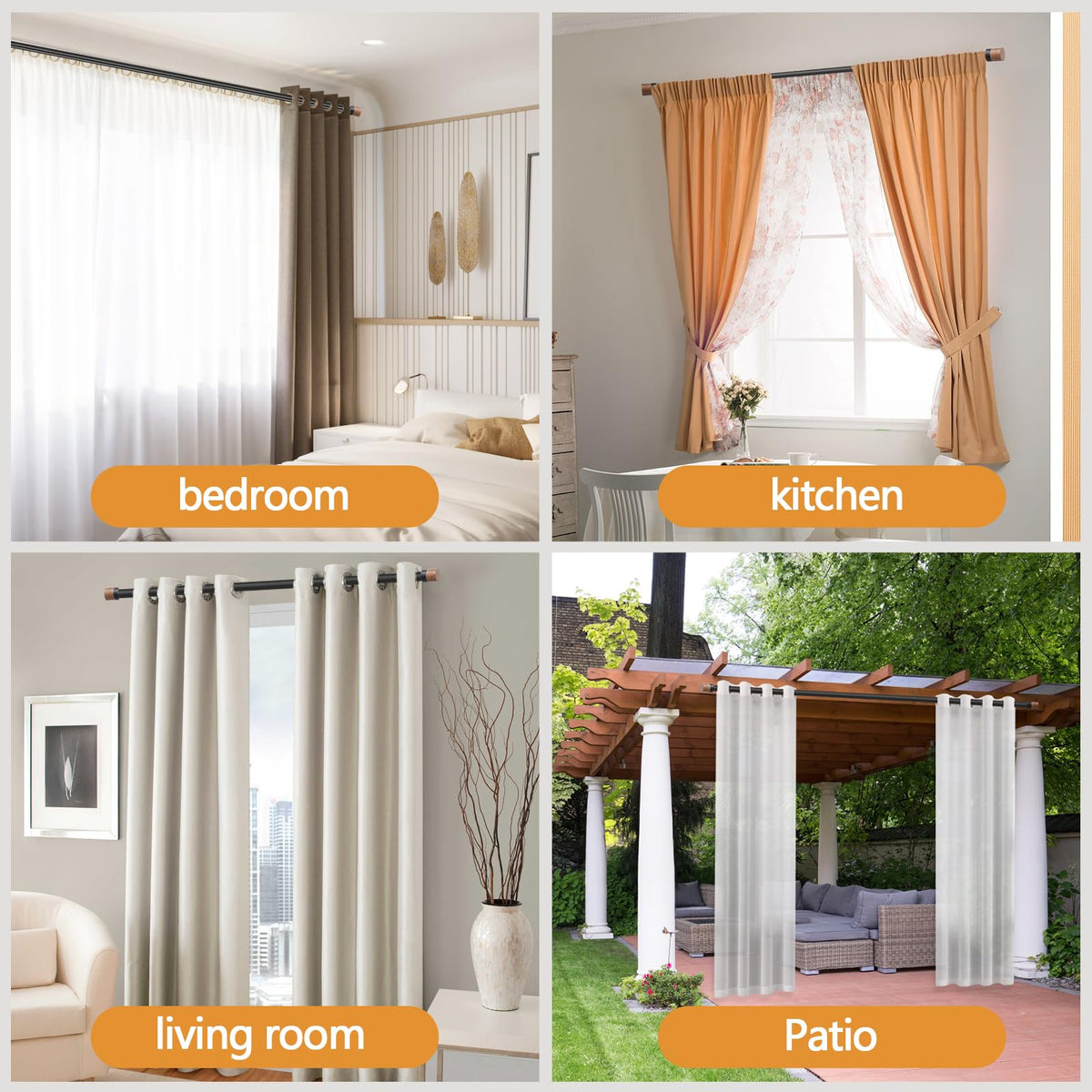 QITERI room setup showcases versatile curtain rod in a living space.