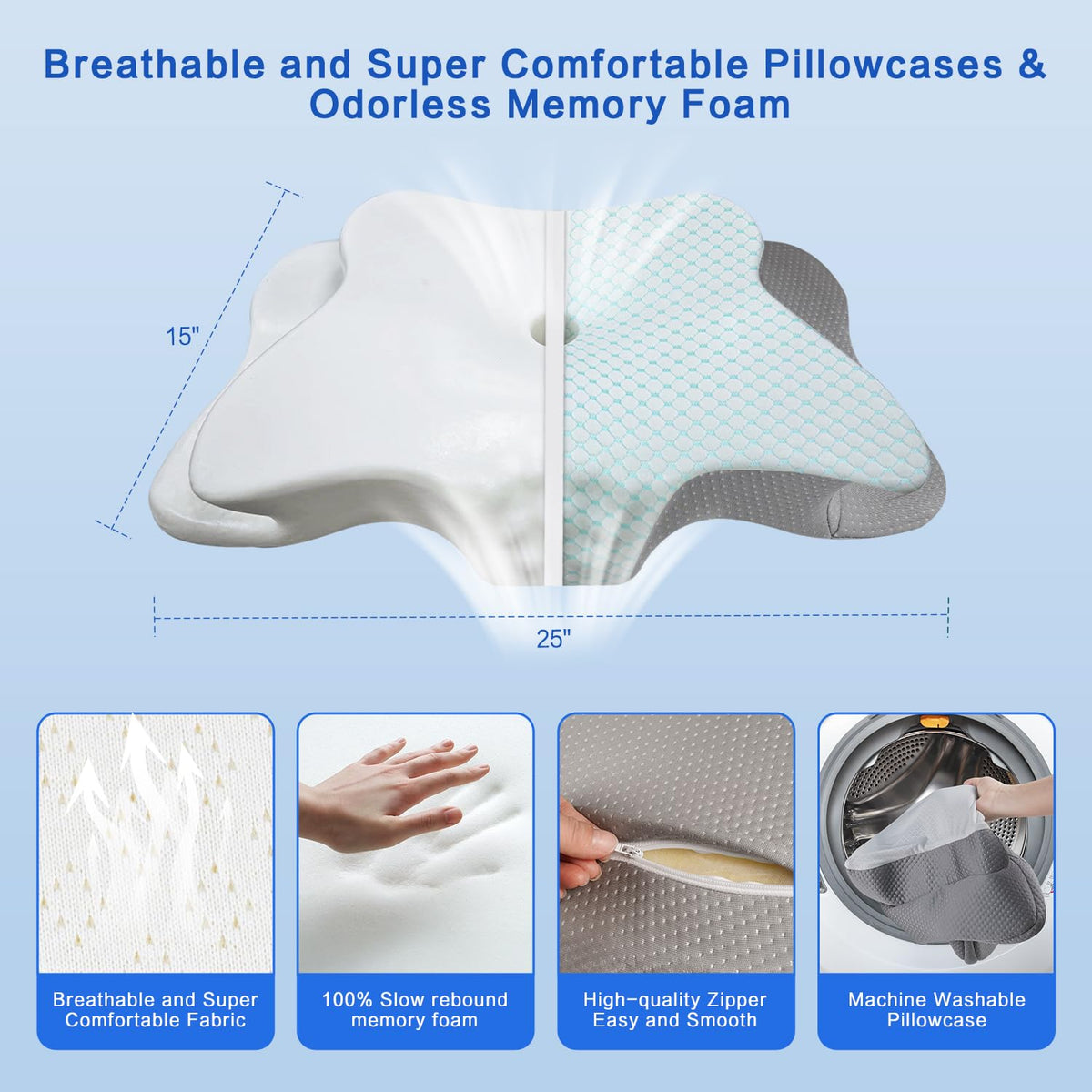 QIUBABYO contour neck-support design for side and back sleepers