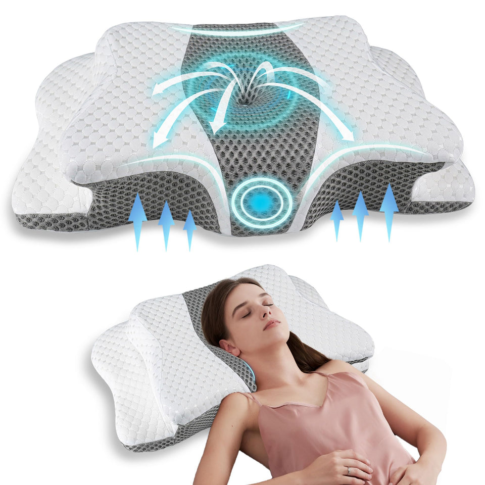 QIUBABYO neck-support cervical pillow promotes proper neck alignment for improved comfort.