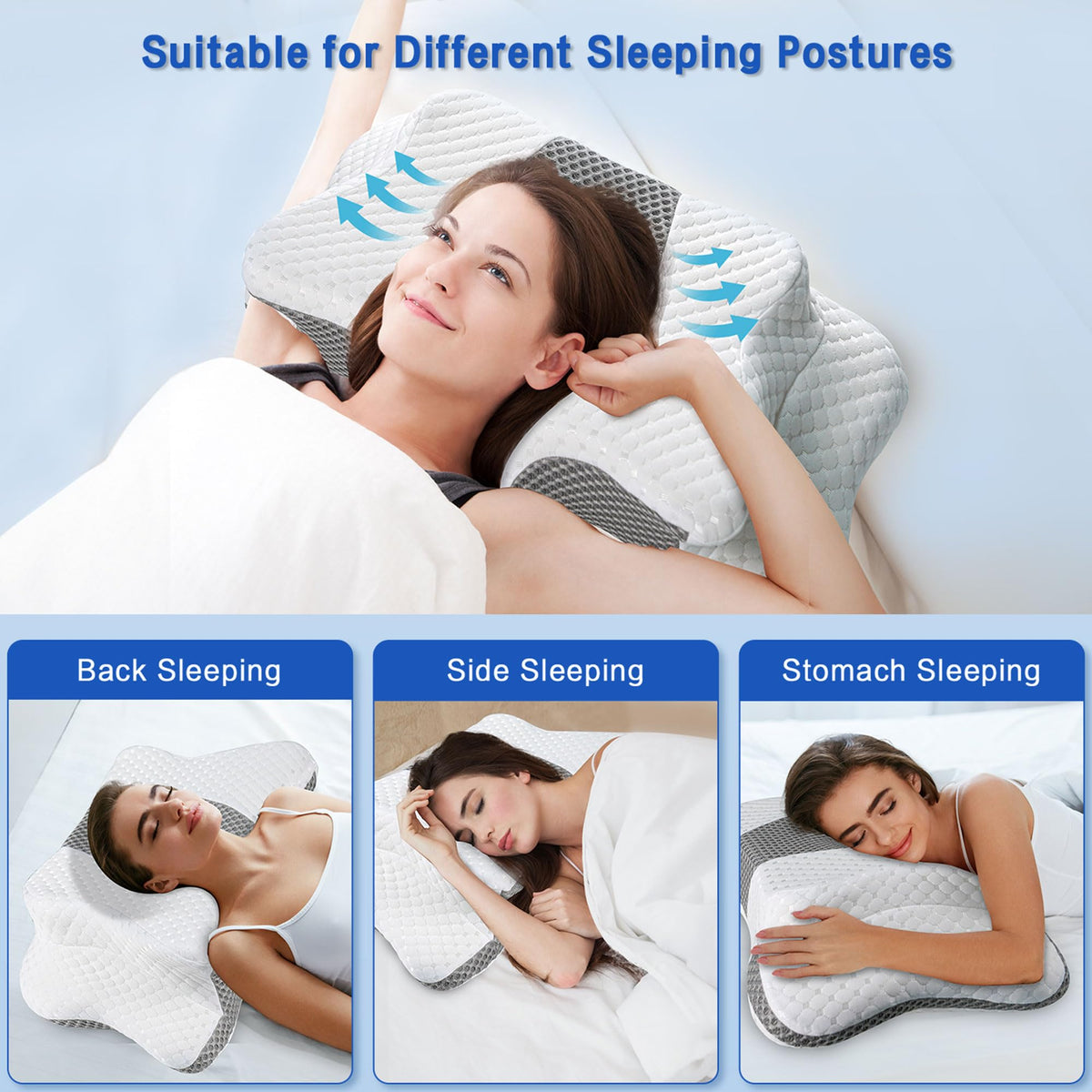 QIUBABYO odorless memory-foam-core delivers durable, tension-relieving support.