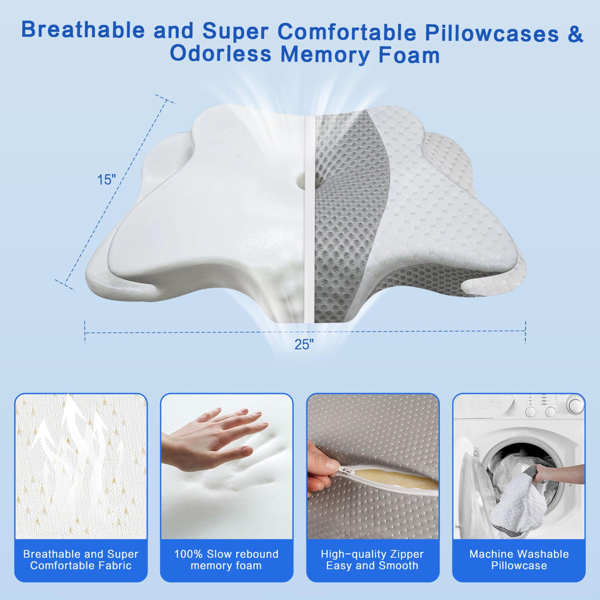 QIUBABYO pillow-cover removable-washable for easy cleaning and hygiene.