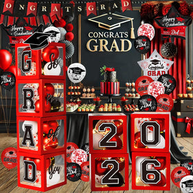 QIYANPAX graduation boxes create a bold red centerpiece for Class of 2026 celebrations.
