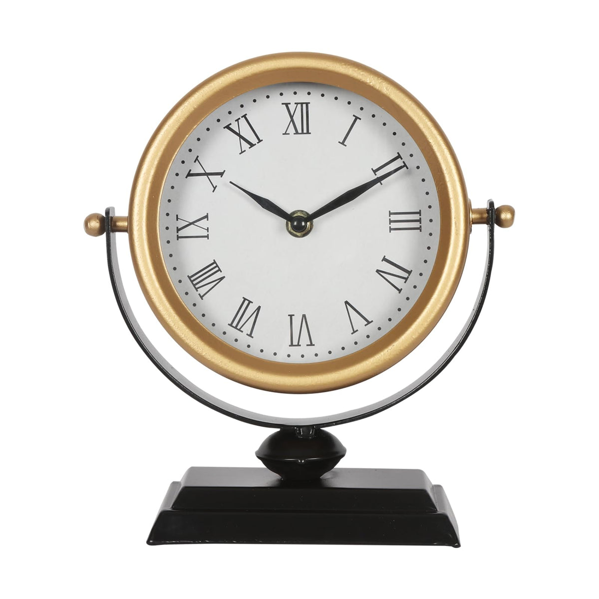 QIYAODECO desk clock close-up highlighting vintage craftsmanship for a chic workspace.