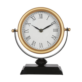 QIYAODECO desk clock close-up highlighting vintage craftsmanship for a chic workspace.