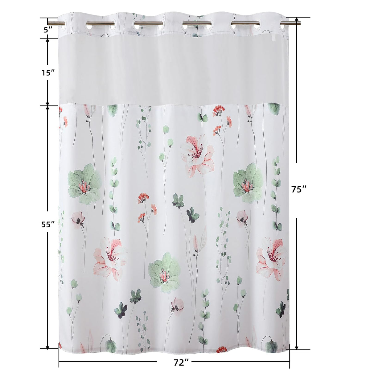 QiyI Floral bathroom decor with watercolor design enhances spa-like atmosphere.