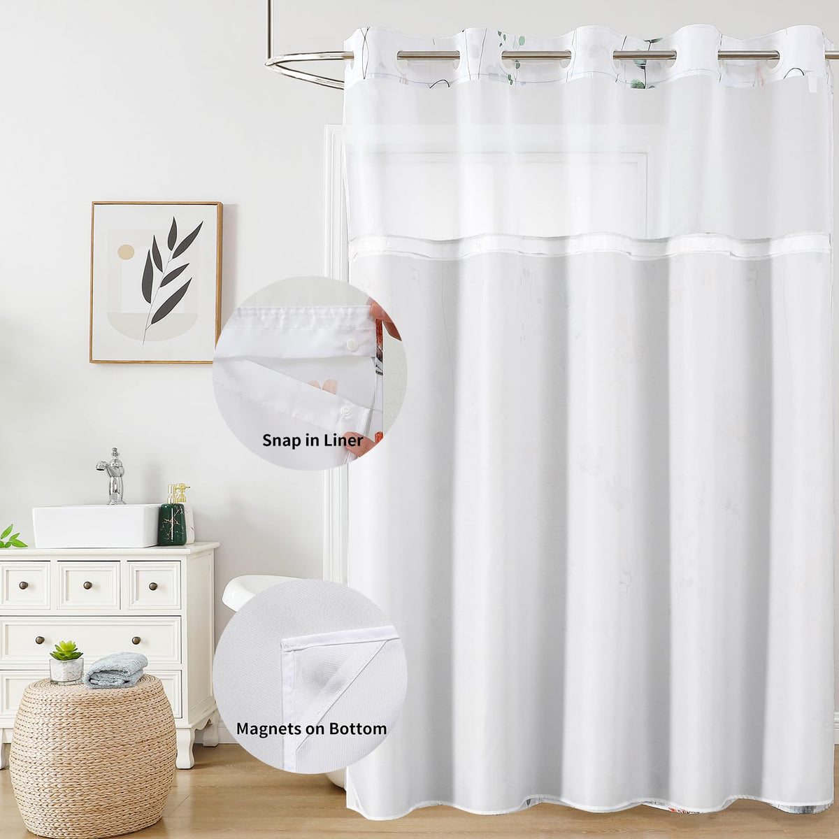 QiyI Waterproof Shower Curtain resists splashes, helping keep the bathroom dry.
