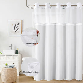 QiyI Waterproof Shower Curtain resists splashes, helping keep the bathroom dry.