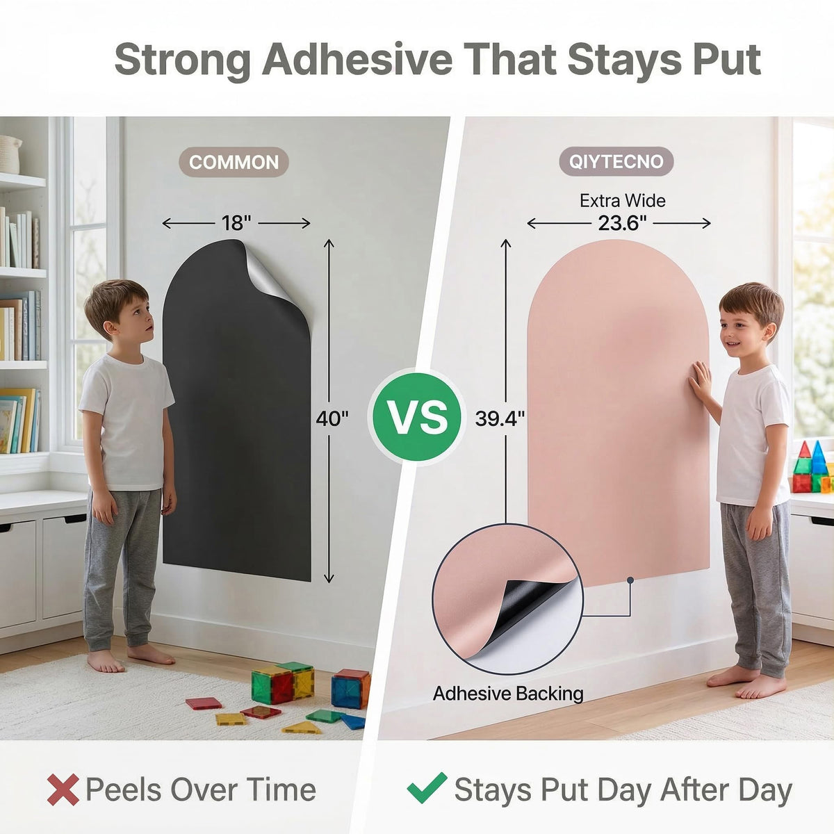 Qiytecno magnetic surface with learning cards showcases versatile classroom-style play at home.