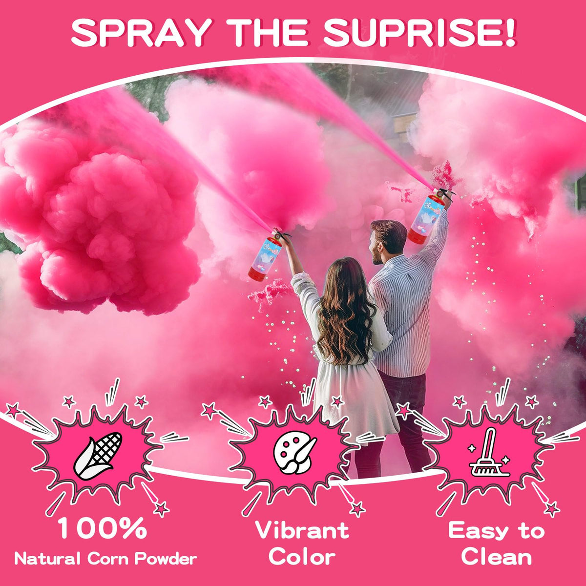 Qiyvlos color powder spray reaches 26 feet for an impressive reveal moment.