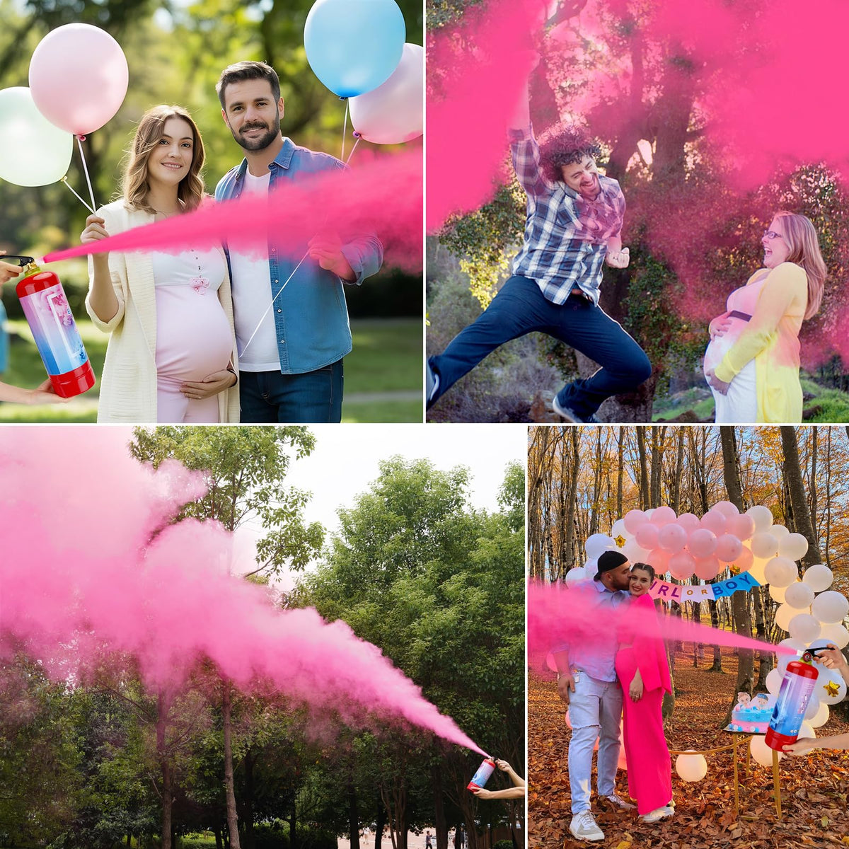 QIYVLOS gender reveal party idea with two pink extinguishers