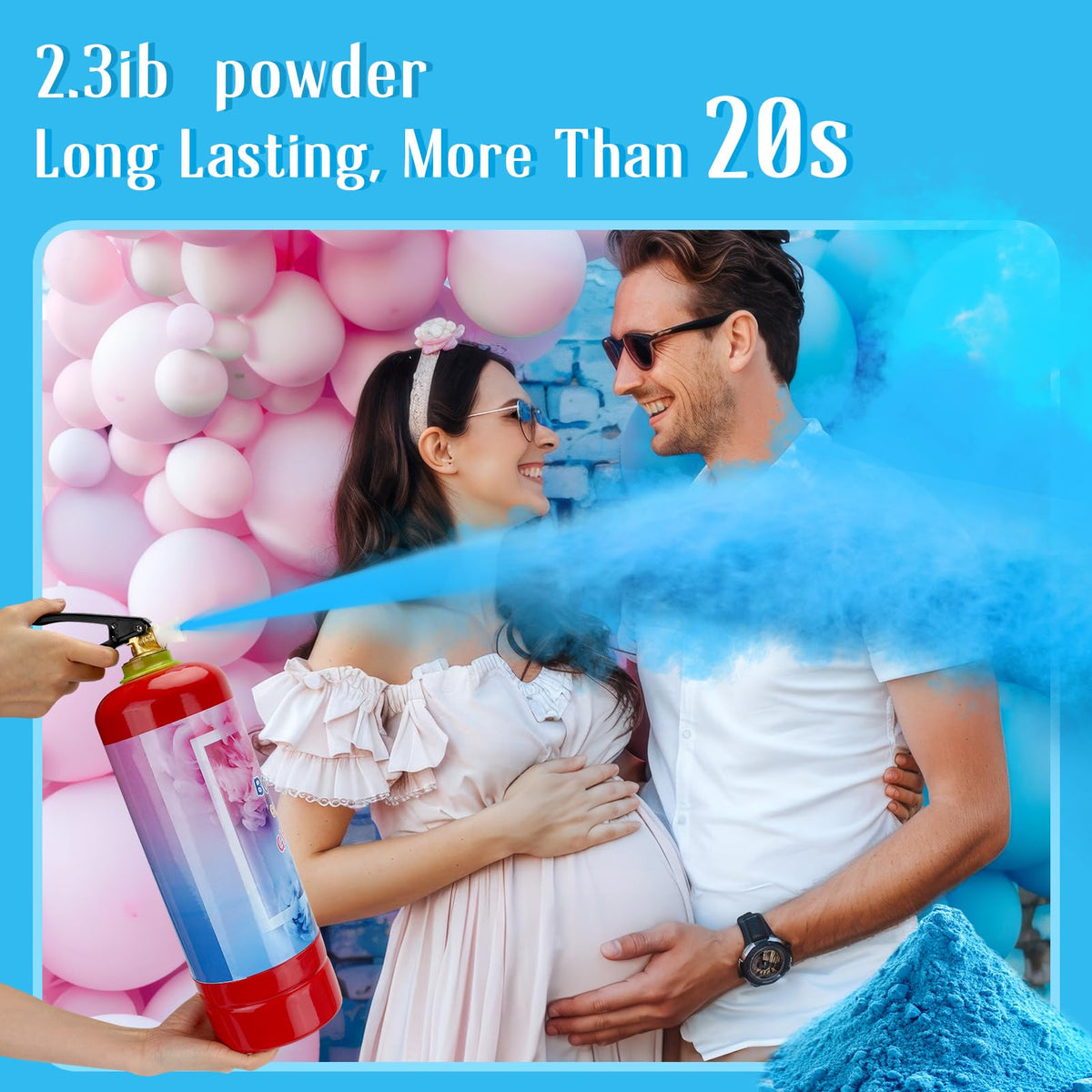 QIYVLOS blue powder burst shows gender reveal color with easy cleanup