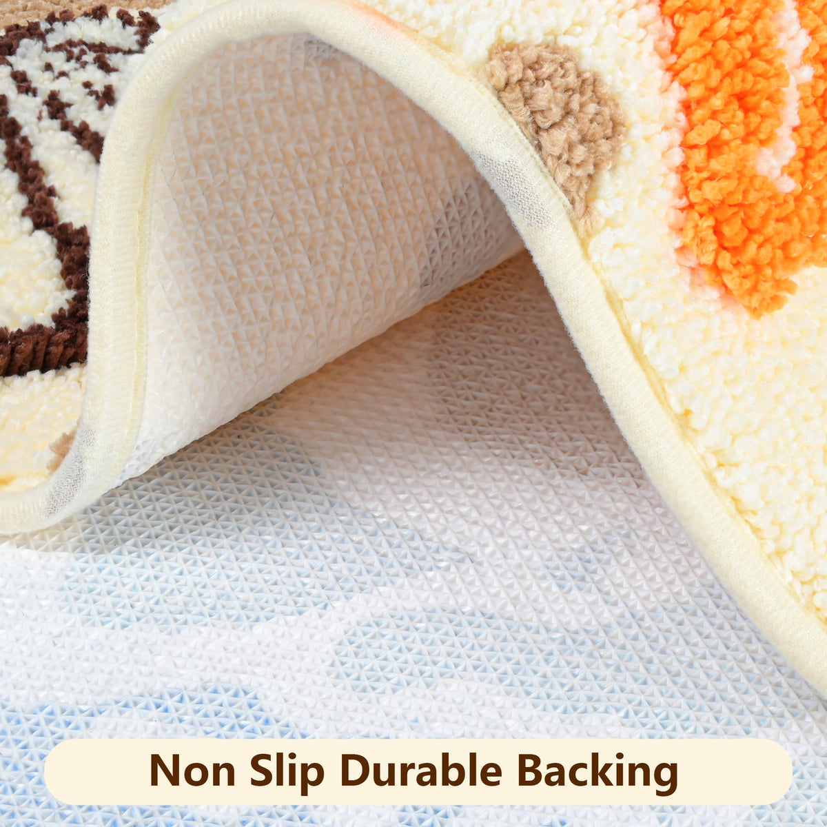 QJHOMO coastal rug with non-slip backing improves safety on dry floors.