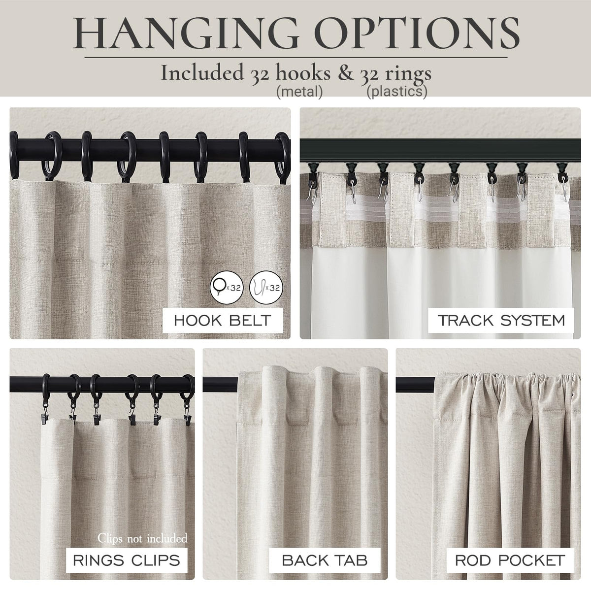 QJmydeco white-backed blackout curtain close-up for privacy and complete darkness