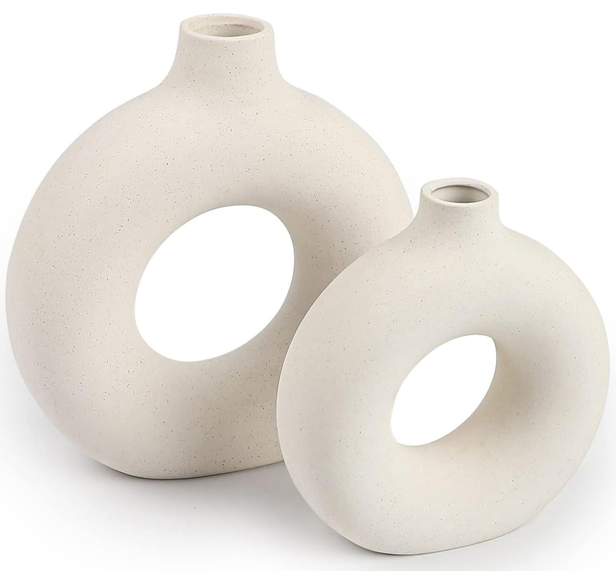 QLOFEI ceramic vase set 2 front view enhances modern living spaces with clean lines.