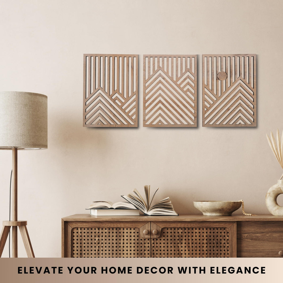 qmmp wall art in oak complements modern interiors with warmth