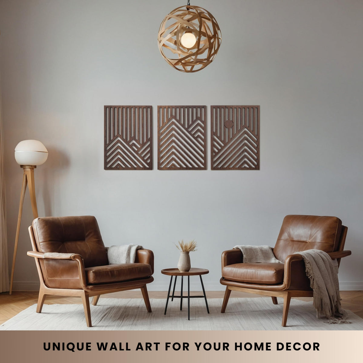 qmmp mountain sun walnut wall art complements offices with a nature-inspired sophisticated vibe