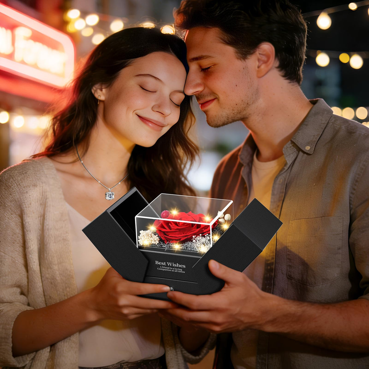 Qnxoat r lighted rose gift set presentation enhances reveal