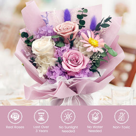 QOEAZY bouquet highlights roses hydrangeas Artemisia and ferns
