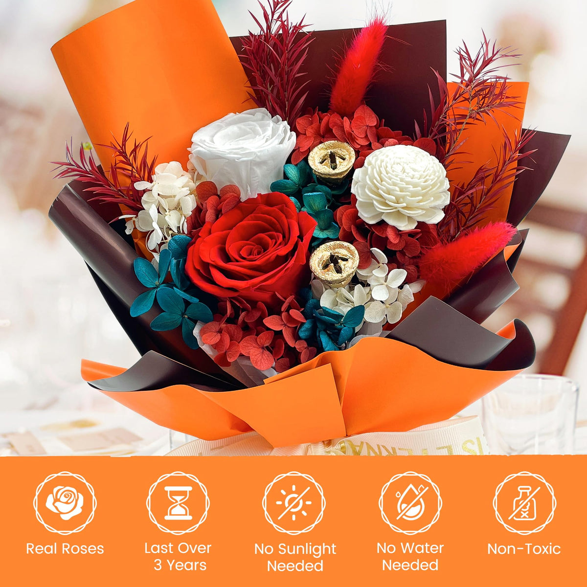 QOEAZY long-lasting flower display for home or office