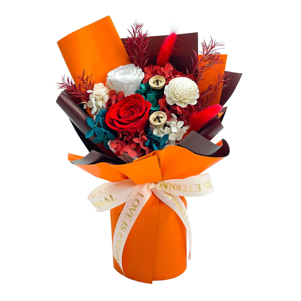 QOEAZY preserved flowers bouquet in gift box for long-lasting display