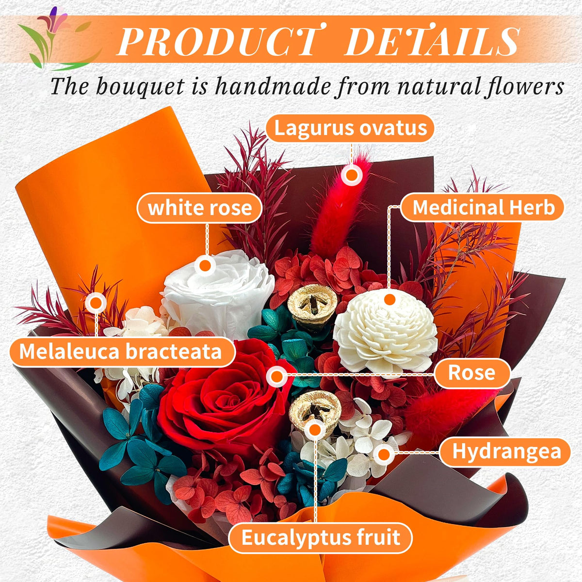 QOEAZY rose bouquet handmade with rich details for gifting