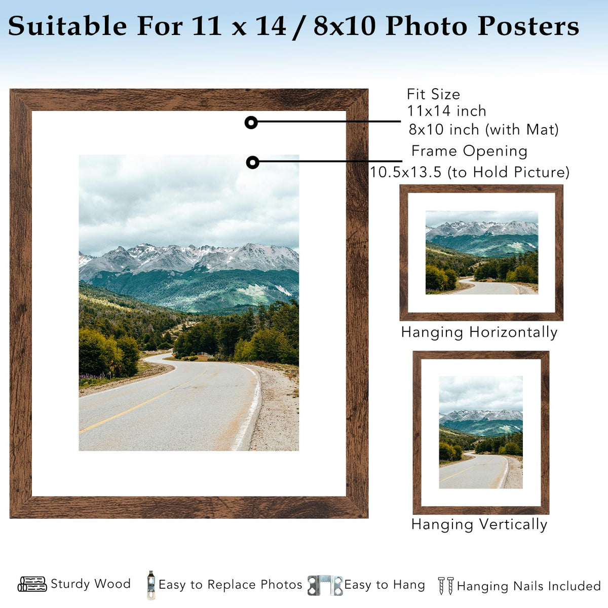 QOTIB back with swivel clips on deep brown frame for easy photo loading