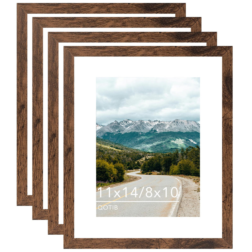 QOTIB 11x14 deep brown frame front view in a four-pack for home gallery display